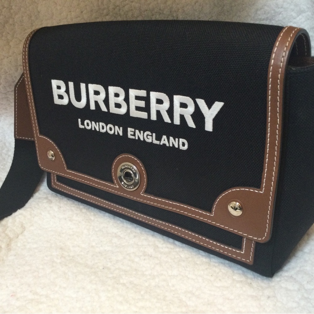 Brown and Black Crossbody Bag with Canvas Dust Bag